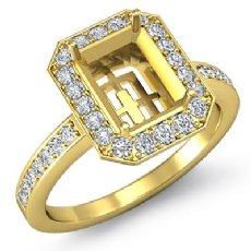 Diamond Engagement Semi Mount Halo Setting 14k Gold Yellow Emerald Shape Ring (1Ct. tw.)