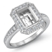1Ct Diamond Engagement Semi Mount Halo Setting Platinum 950 Emerald Shape Ring - javda.com 