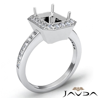 1Ct Diamond Engagement Semi Mount Halo Setting Platinum 950 Emerald Shape Ring