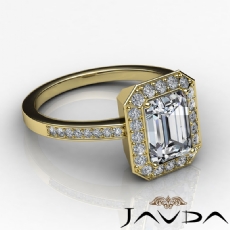 Halo Sidestone Pave Setting diamond Ring 14k Gold Yellow
