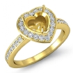 1Ct Diamond Engagement Ring Heart Semi Mount 14k Yellow Gold Halo Pave Setting - javda.com 