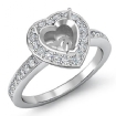 1Ct Diamond Engagement Ring Heart Semi Mount 14k White Gold Halo Pave Setting - javda.com 