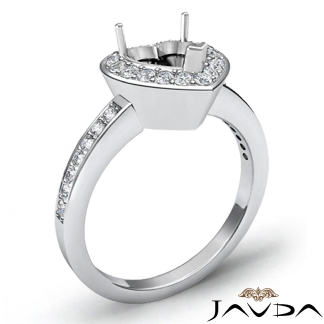 1Ct Diamond Engagement Ring Heart Semi Mount 18k Gold White Halo Pave Setting