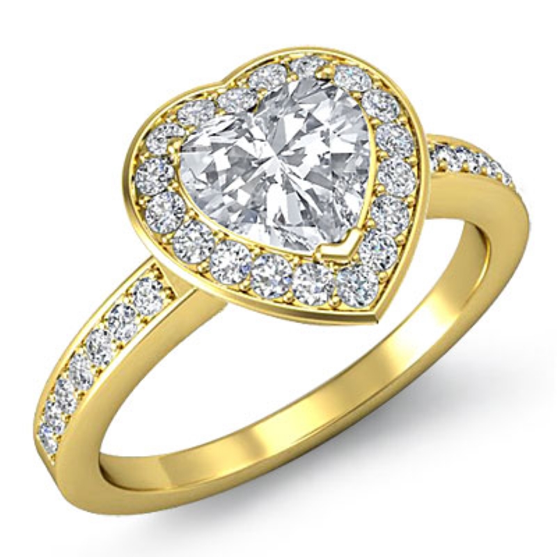 Diamond Accent Halo Pave diamond Ring 18k Gold Yellow