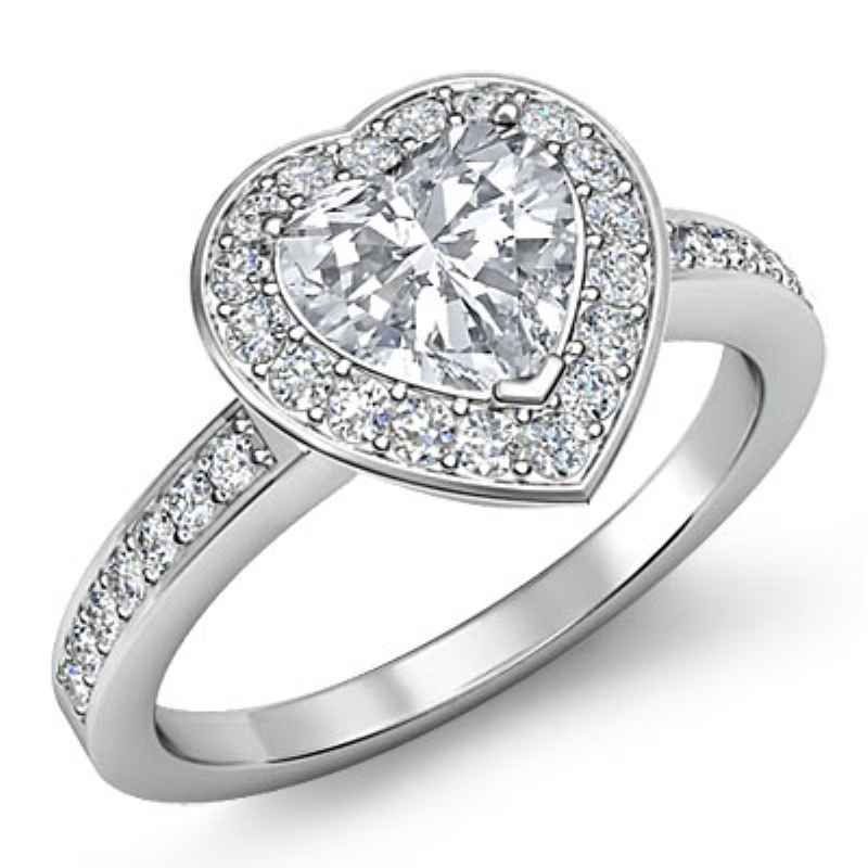 Diamond Accent Halo Pave diamond Ring 14k Gold White