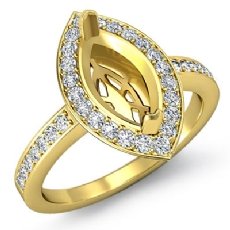 Halo Setting Diamond Engagement Marquise Shape SemiMount Ring 14k Gold Yellow (1Ct. tw.)