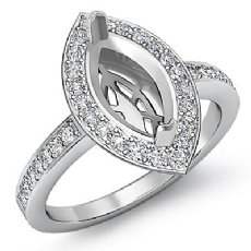 1Ct Halo Setting Diamond Engagement Marquise Shape SemiMount Ring 14K White Gold