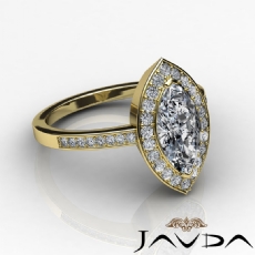 Sidestone Halo Pave Set diamond Ring 14k Gold Yellow