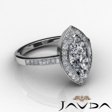 Sidestone Halo Pave Set diamond Ring 18k Gold White