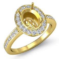 Diamond Engagement Oval Ring 14k Gold Yellow Halo Pave Setting Semi Mount (1Ct. tw.)