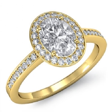 Halo Sidestone Pave Set diamond  14k Gold Yellow