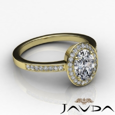 Halo Sidestone Pave Set diamond Ring 14k Gold Yellow