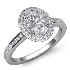 Halo Sidestone Pave Set diamond Ring 18k Gold White