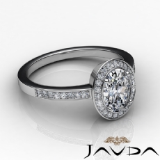 Halo Sidestone Pave Set diamond Ring 18k Gold White