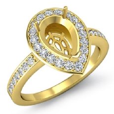 Diamond Engagement Halo Pave Setting Ring Pear Semi Mount 14k Gold Yellow (1Ct. tw.)
