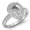 1Ct Diamond Engagement Halo Pave Setting Ring Pear Semi Mount Platinum 950 - javda.com 