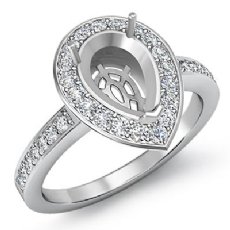 1.0 Ct Diamond Engagement Halo Pave Setting Ring Pear Semi Mount 14K White Gold