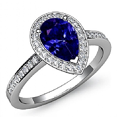 Pave Set Halo Sidestone diamond Ring 14k Gold White