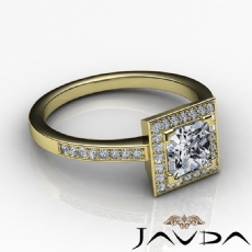 Halo Pave Set Sidestone diamond Ring 14k Gold Yellow
