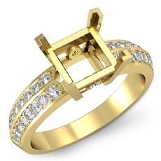 Princess Diamond Engagement Ring Side Stone 14k Gold Yellow Semi Mount (0.3Ct. tw.)