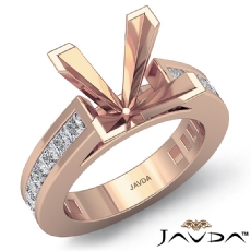 Channel Princess Sidestone Semi Mount Diamond Engagement Ring 14k Rose Gold (1.33Ct. tw.)