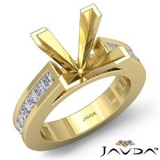 Channel Princess Sidestone Semi Mount Diamond Engagement Ring 18k Gold Yellow (1.33Ct. tw.)