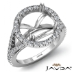 U Split Prong Halo Round Semi Mount Diamond Engagement Ring 14k White Gold 0.74Ct - javda.com 