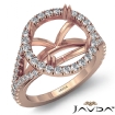 U Split Prong Halo Round Semi Mount Diamond Engagement Ring 18k Rose Gold 1.3Ct - javda.com 