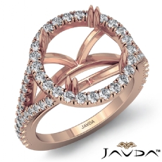 U Split Prong Halo Round Semi Mount Diamond Engagement Ring 14k Rose Gold  (0.74Ct. tw.)