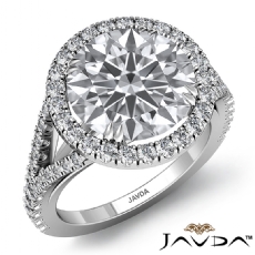 U Split Prong Halo Double Claw diamond Ring 14k Gold White