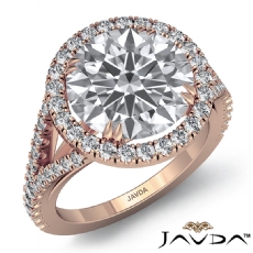 U Split Prong Halo Double Claw diamond Ring 18k Rose Gold