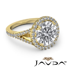 U Split Prong Halo Double Claw diamond Ring 14k Gold Yellow