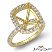 French Cut Pave Halo Cushion Semi Mount Diamond Engagement Ring 14k Yellow Gold 0.54Ct - javda.com 