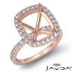 French Cut Pave Halo Cushion Semi Mount Diamond Engagement Ring 14k Rose Gold 0.54Ct - javda.com 