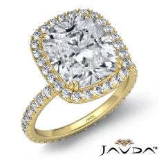 French V Pave Halo Eternity diamond Ring 14k Gold Yellow