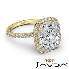 French V Pave Halo Eternity diamond Ring 18k Gold Yellow