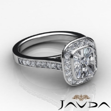 Micro Pave Halo Bezel Set diamond Ring 18k Gold White