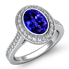 Micro Pave Halo Bezel Set diamond Ring 14k Gold White
