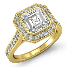 Micro Pave Halo Bezel Set diamond Ring 18k Gold Yellow