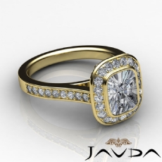 Micro Pave Halo Bezel Set diamond Ring 18k Gold Yellow