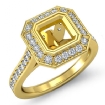 0.5Ct Diamond Engagement Halo Setting Ring Asscher Semi Mount 14k Yellow Gold - javda.com 