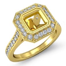Diamond Engagement Halo Setting Ring Asscher Semi Mount 18k Gold Yellow (0.5Ct. tw.)