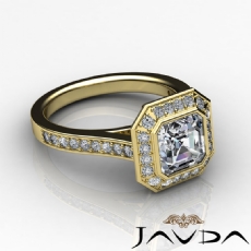 Bezel Setting Halo Pave diamond  18k Gold Yellow