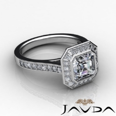 Bezel Setting Halo Pave diamond Ring 18k Gold White