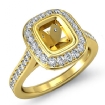 0.5Ct Diamond Engagement Ring Halo Setting 18k Yellow Gold Cushion Semi Mount - javda.com 