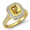 0.75Ct Diamond Engagement Ring Halo Setting 14k Yellow Gold Cushion Semi Mount - javda.com 