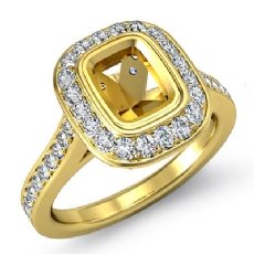 Diamond Engagement Ring Halo Setting 14k Gold Yellow Cushion Semi Mount (0.5Ct. tw.)
