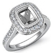 0.5Ct Diamond Engagement Ring Halo Setting Platinum 950 Cushion Semi Mount