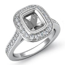 0.50Ct Diamond Engagement Ring Halo Setting 14k White Gold Cushion Semi Mount
