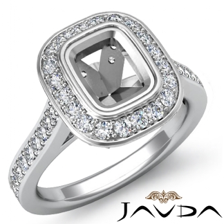 0.5Ct Diamond Engagement Ring Halo Setting Platinum 950 Cushion Semi Mount